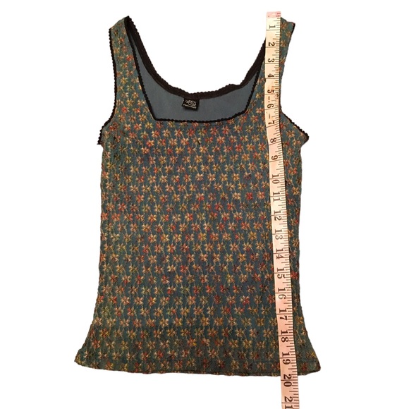 Only Hearts NYC Helena Stuart Mesh Tank Top Lace Multi Color Flower Embroidery - Picture 9 of 9